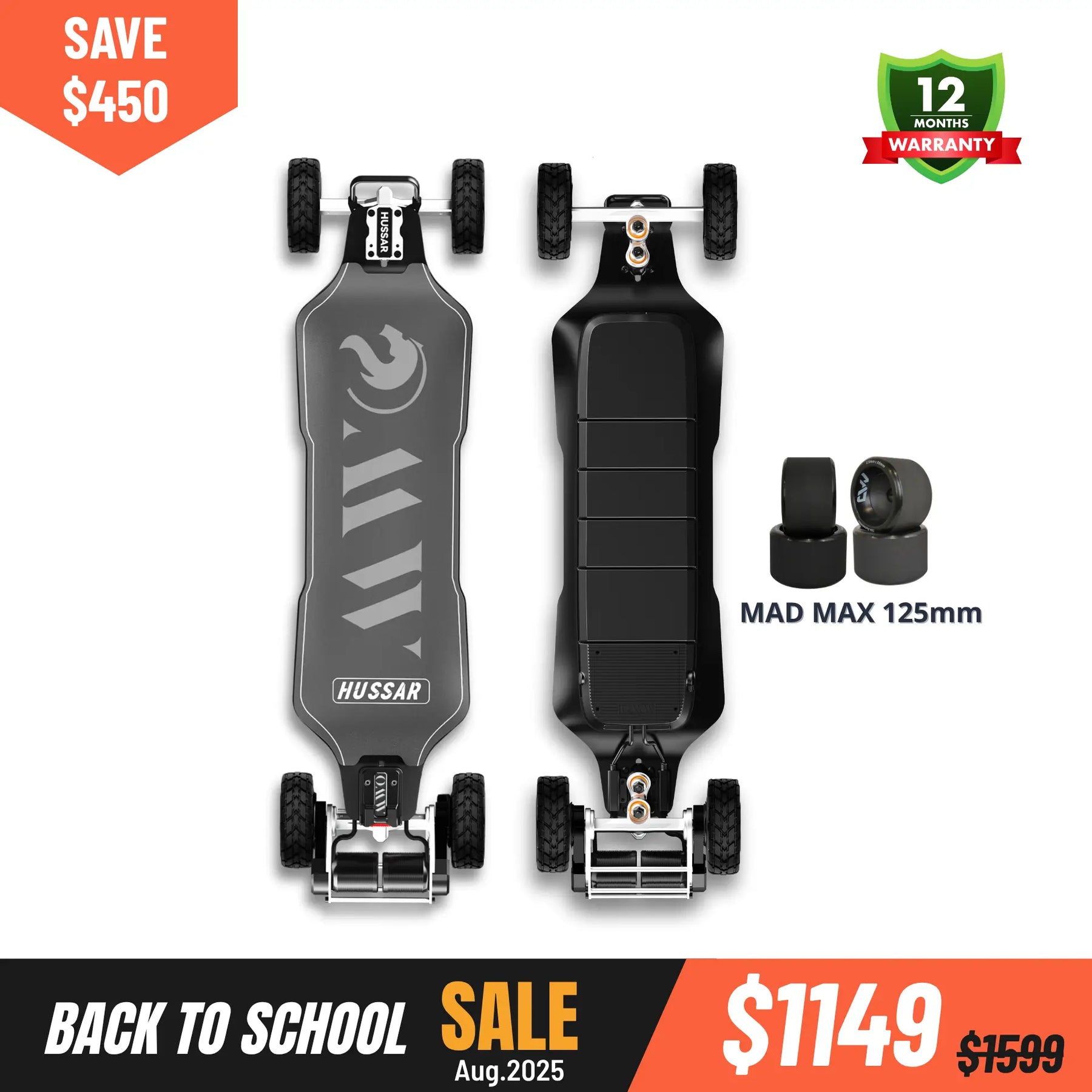 OMW Hussar Street/All-Terrain Carbon Flexible Electric Skateboards Suitable for Beginners