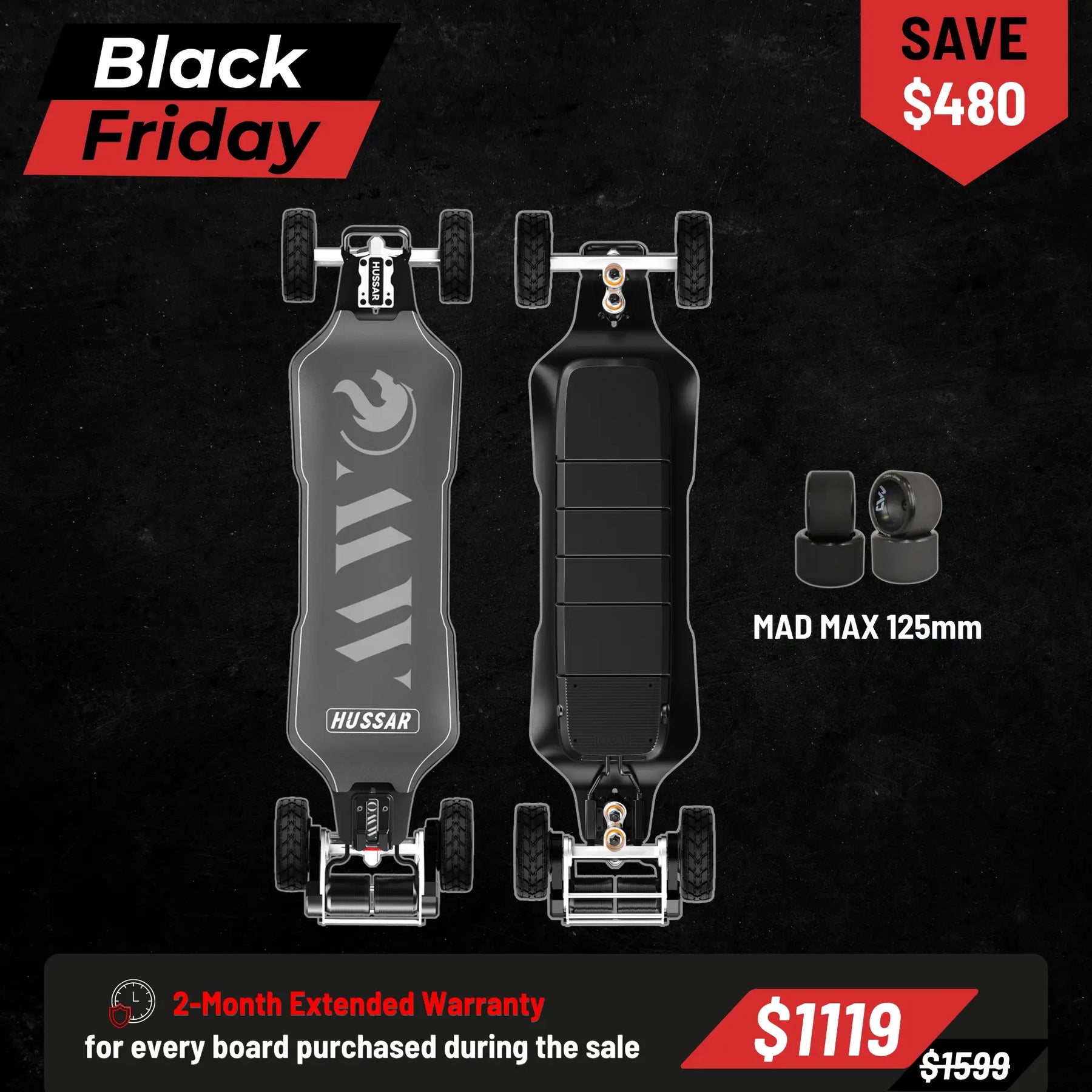 OMW Hussar Street/All-Terrain Carbon Flexible Electric Skateboards Suitable for Beginners