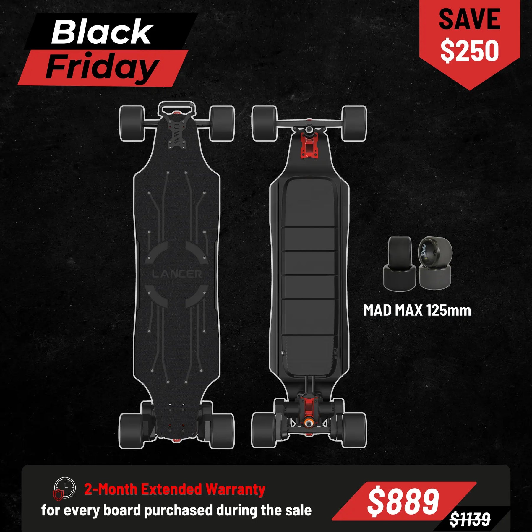 OMW Lancer Wide Carbon Flex Deck Electric Longboards