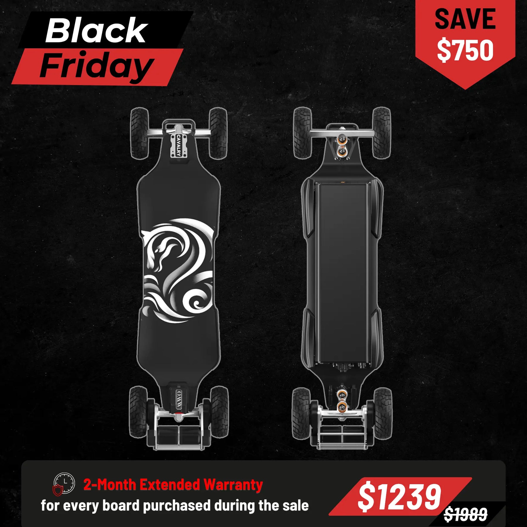 OMW Cavalry Long Range Street/All-Terrain Carbon Electric Skateboards Suitable for Heavy Riders