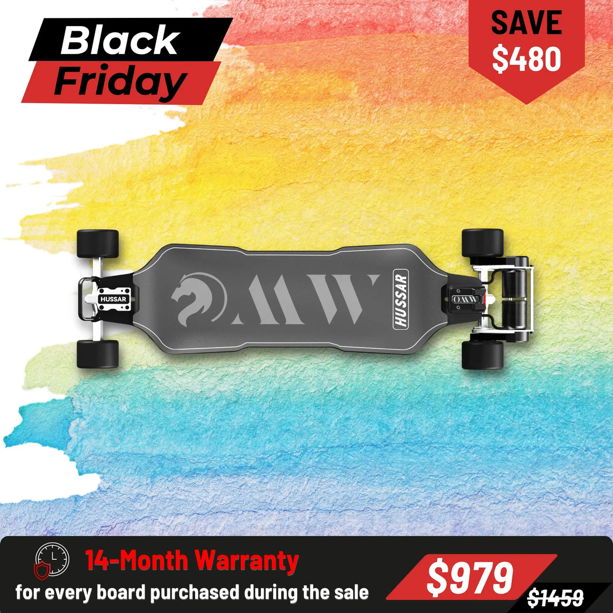 OMW Hussar Street/All-terrain Flexible Electric Skateboards with CNC Colored Trucks