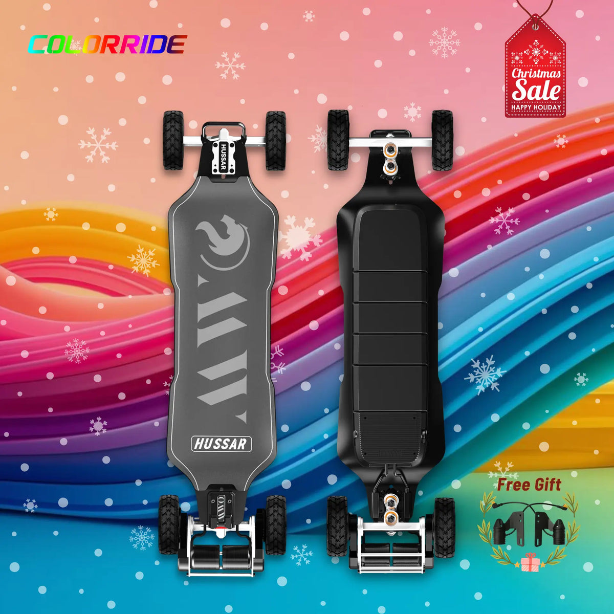 OMW Hussar Street/All-terrain Flexible Electric Skateboards with CNC Colored Trucks