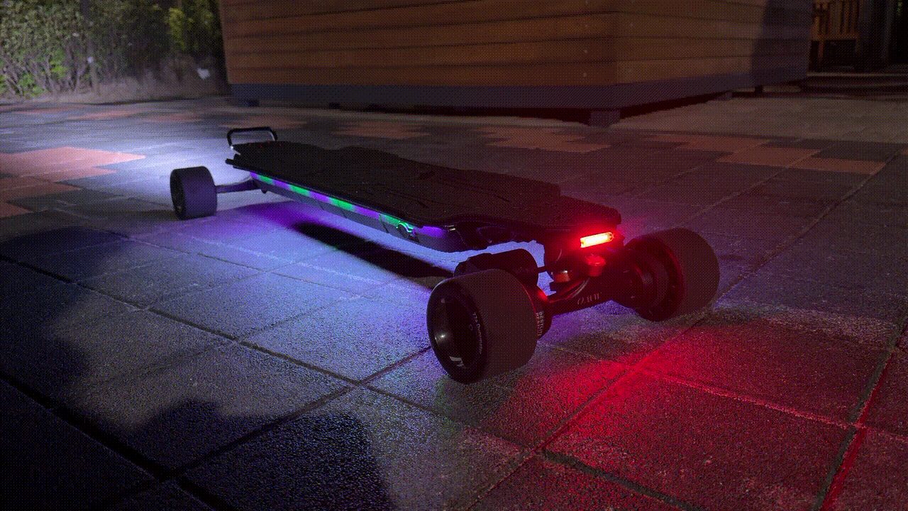 display the optional light kit of Lancer electric skateboard