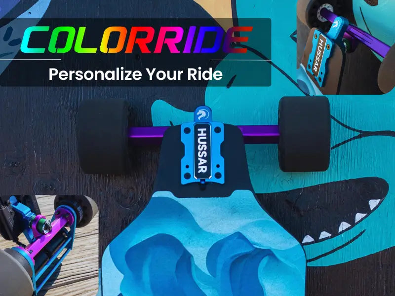 Hussar electric skateboards in colorride