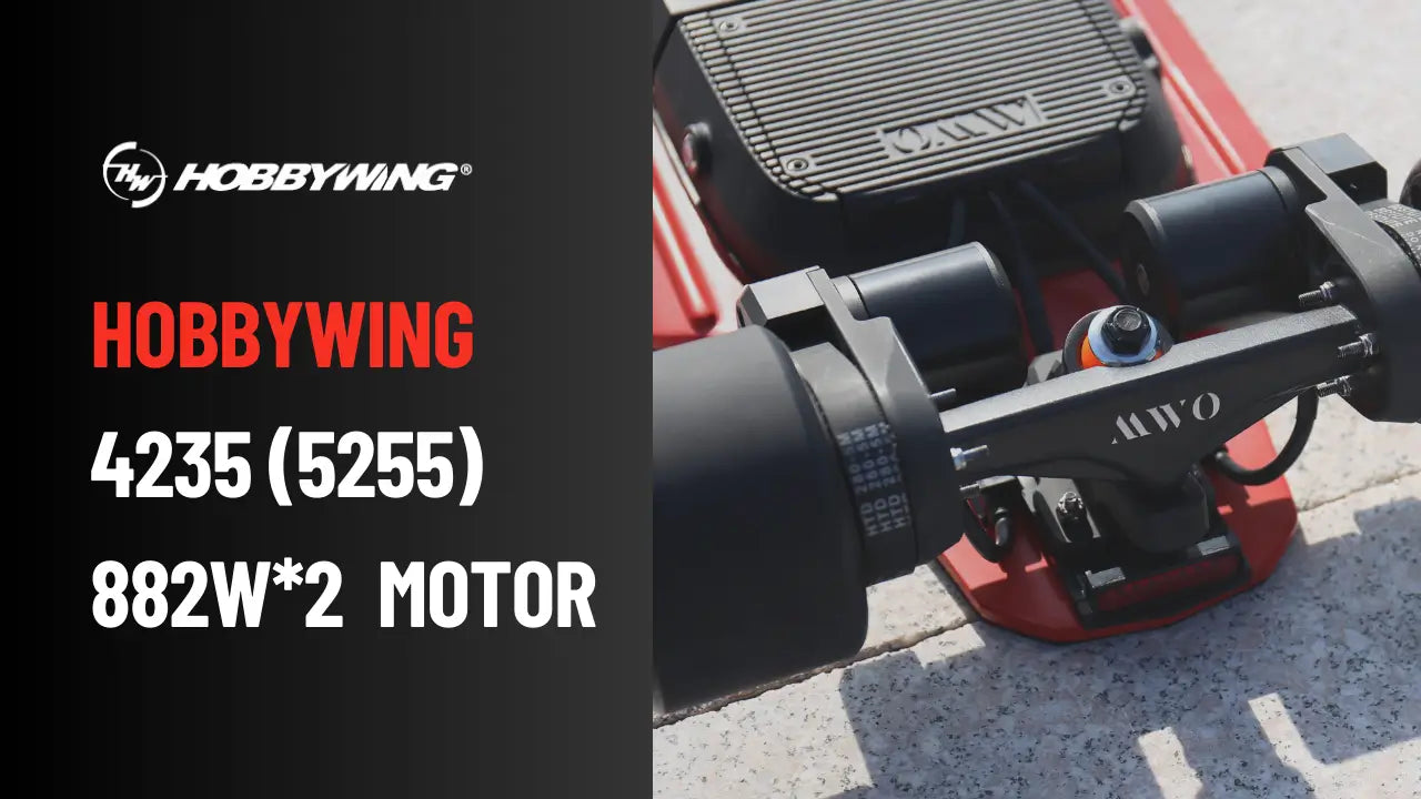 Hobbywing motor with details on a black background