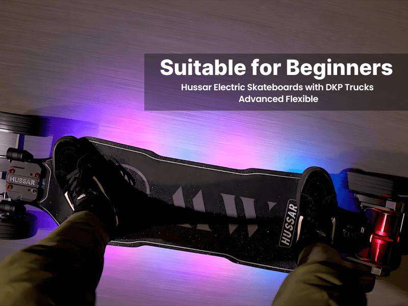 Hussar electric skateboard with DKP trucks, suitable for beginners