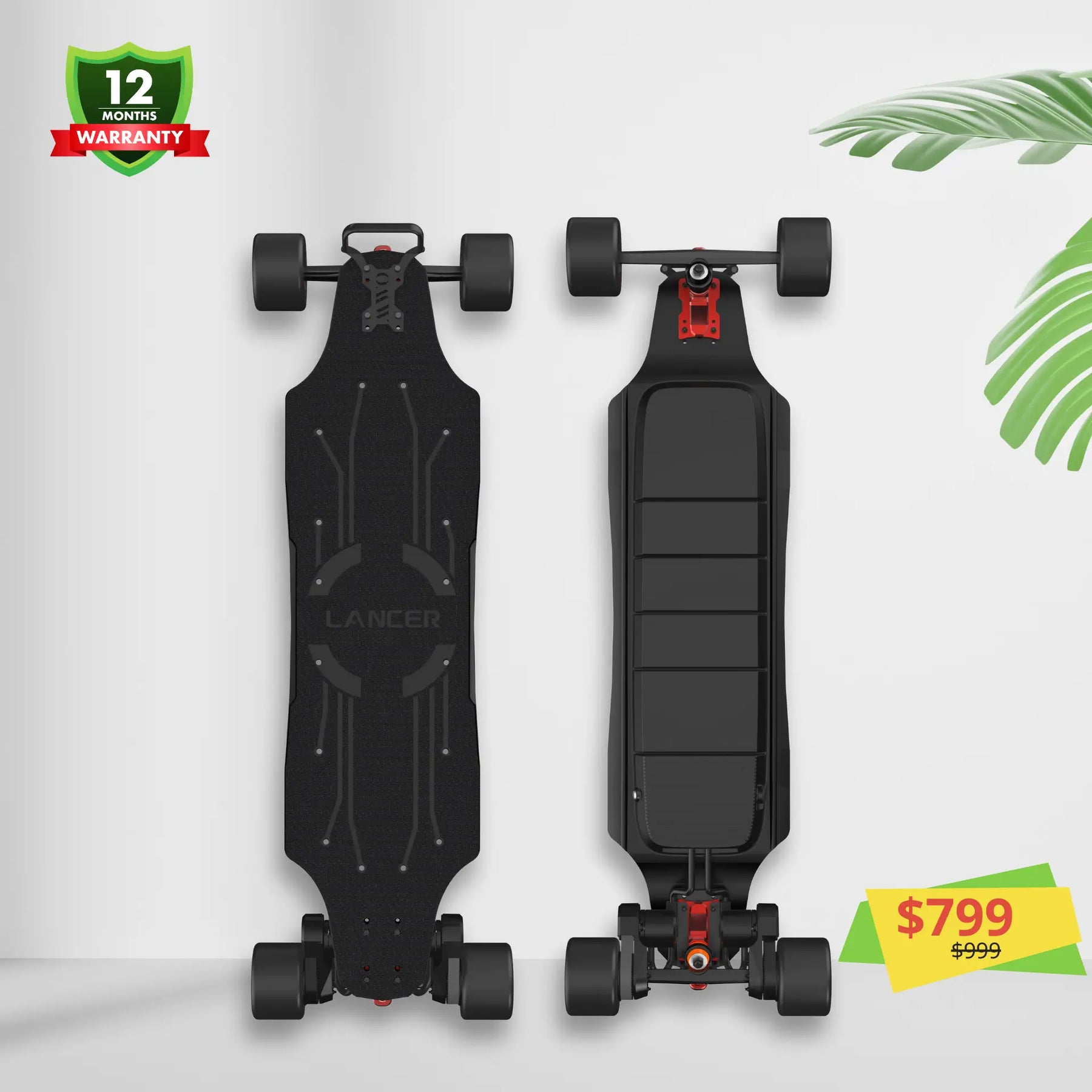 Lancer electric longboard with black deck and 105 Mad Wheelz V2