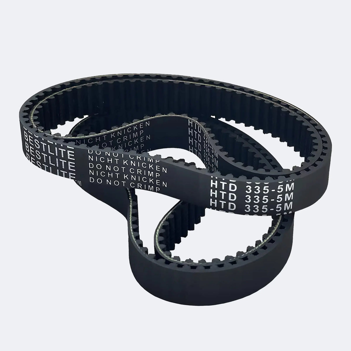 OMW replacement drive belts with the HTD 335-5M marking visible.