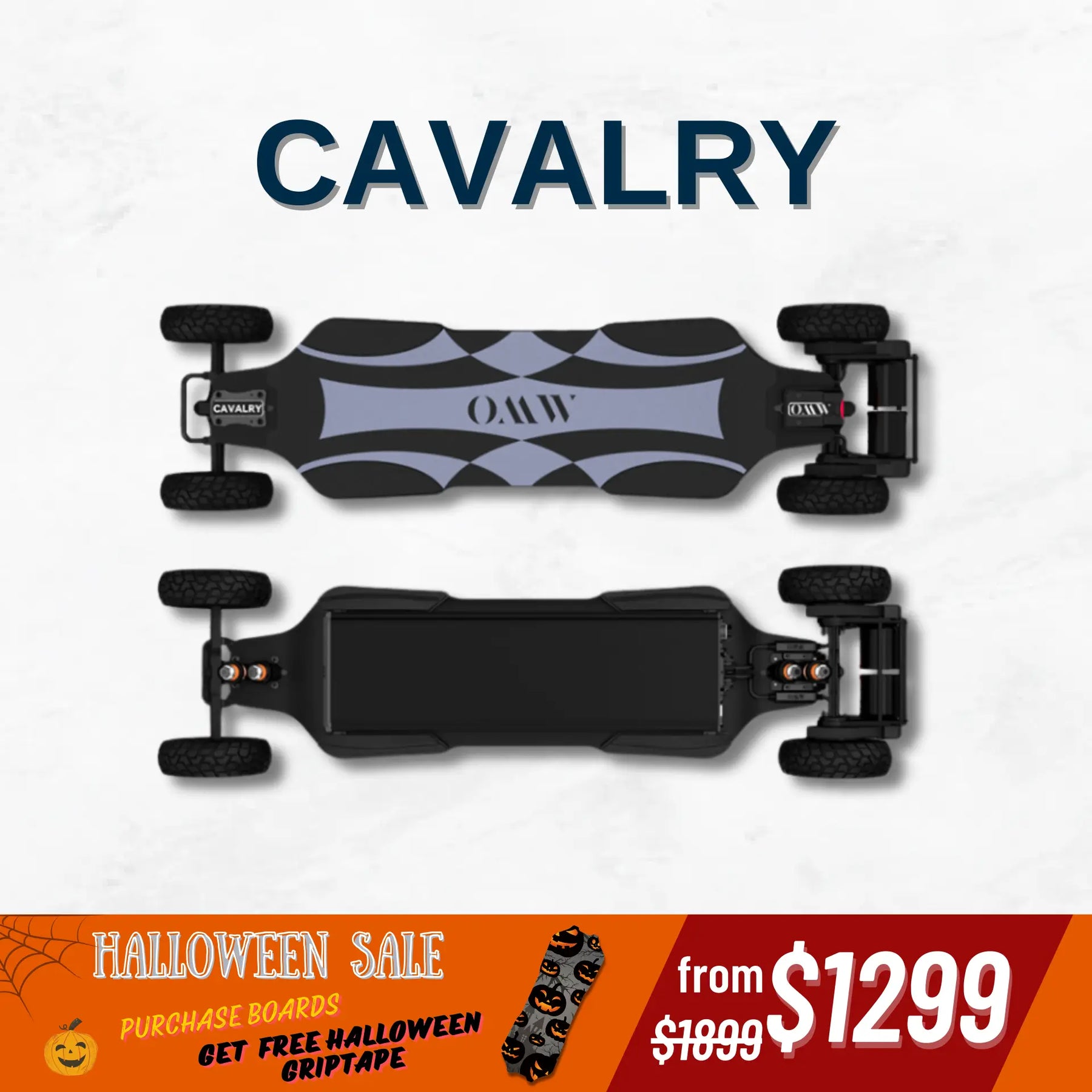 OMW Cavalry Long Range Street/All-Terrain Carbon Electric Skateboards Suitable for Heavy Riders