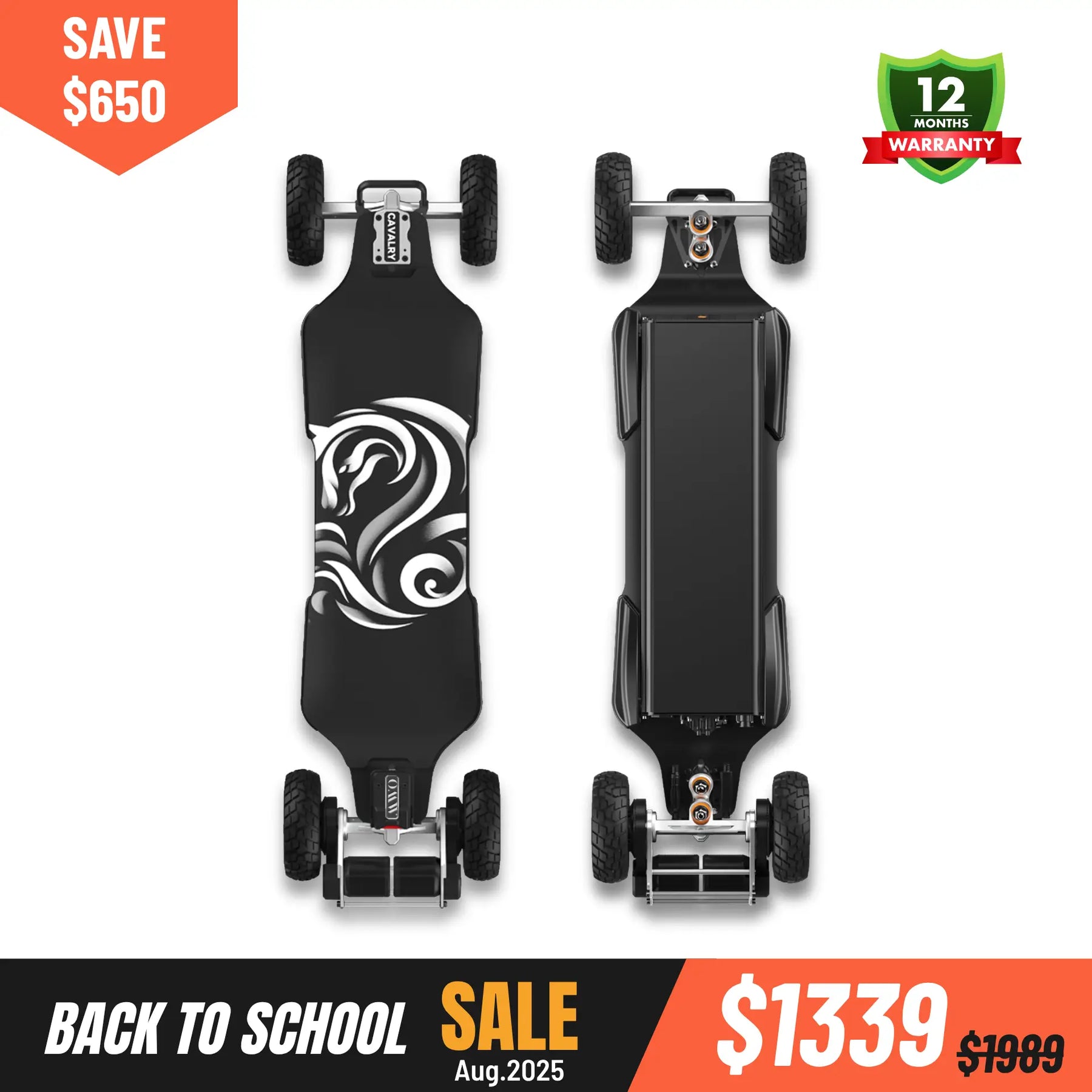 OMW Cavalry Long Range Street/All-Terrain Carbon Electric Skateboards Suitable for Heavy Riders
