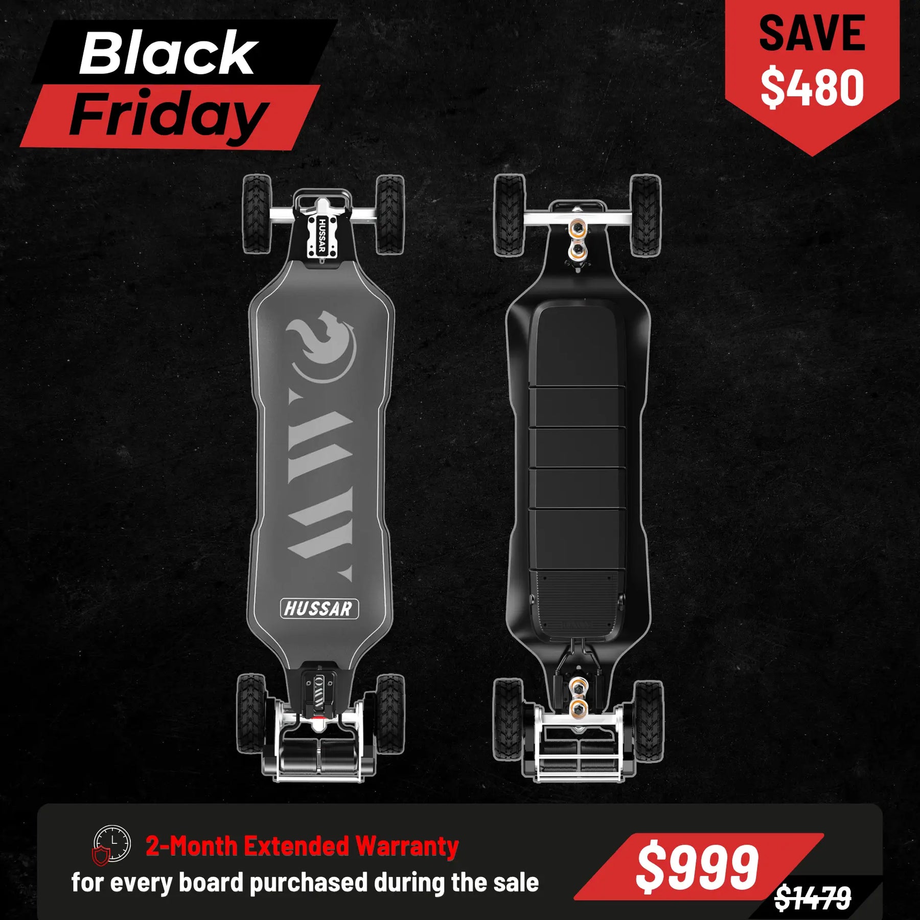 OMW Hussar Street/All-Terrain Carbon Flexible Electric Skateboards Suitable for Beginners