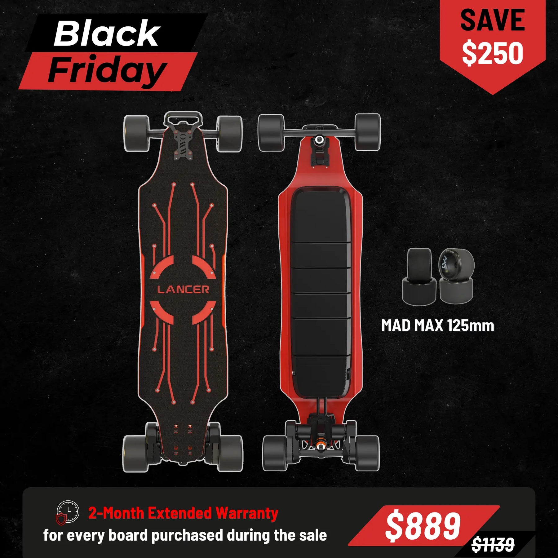 OMW Lancer Wide Carbon Flex Deck Electric Longboards