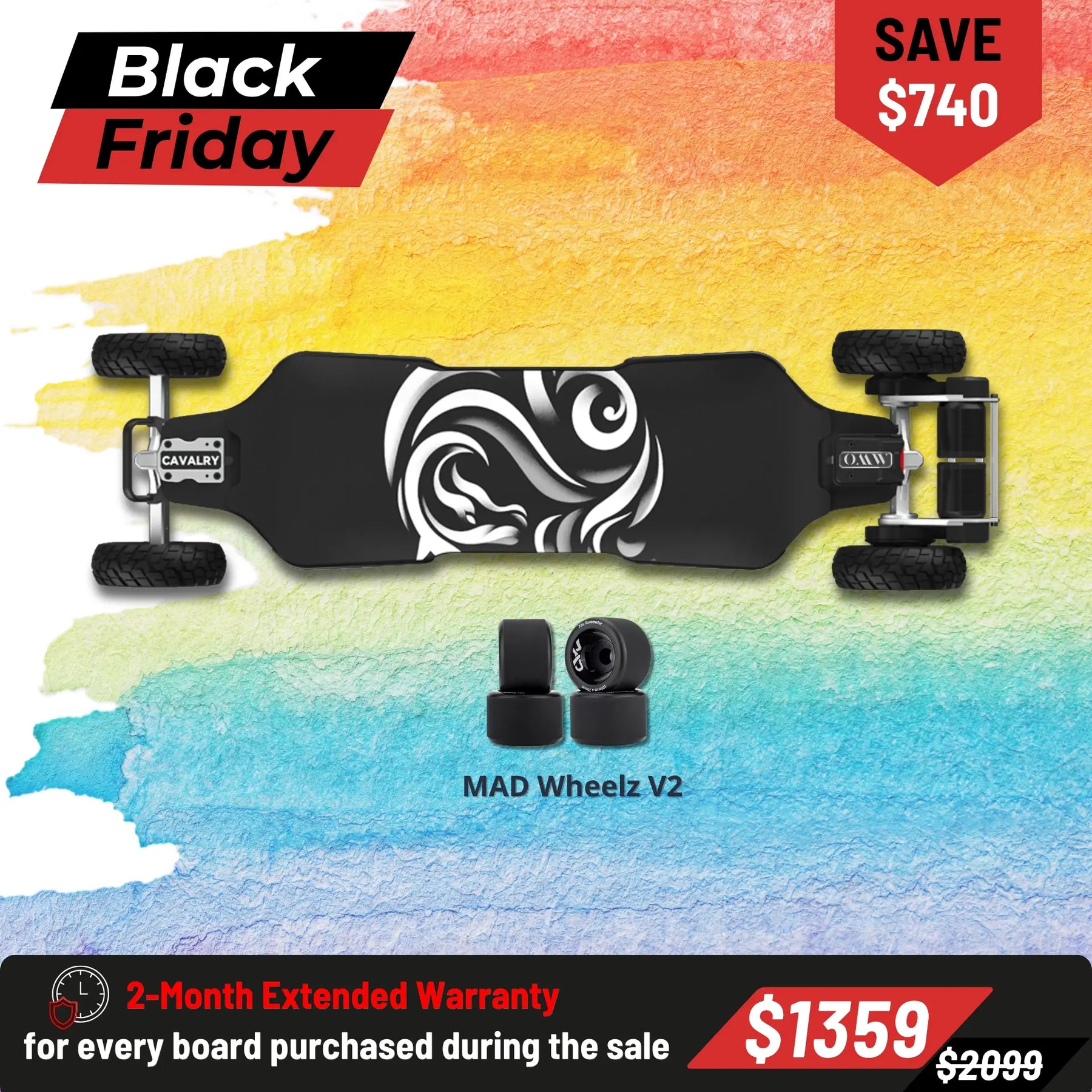 OMW Cavalry Street/All-terrain Electric Skateboards with CNC Colored Trucks