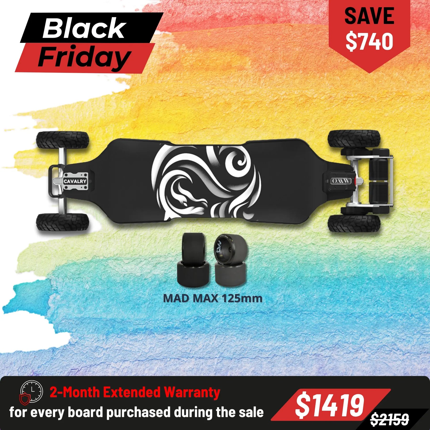 OMW Cavalry Street/All-terrain Electric Skateboards with CNC Colored Trucks