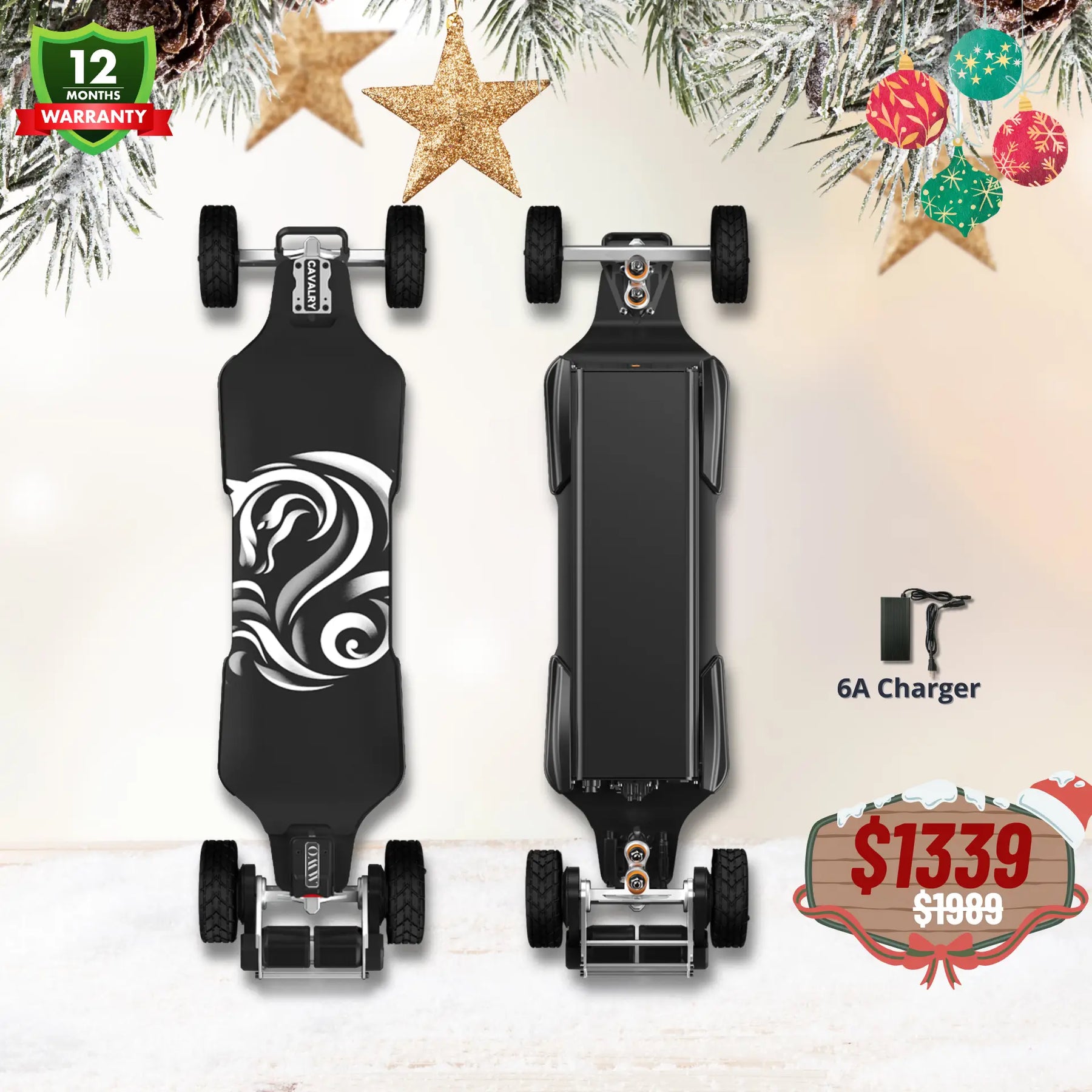 OMW Cavalry Long Range Street/All-Terrain Carbon Electric Skateboards Suitable for Heavy Riders