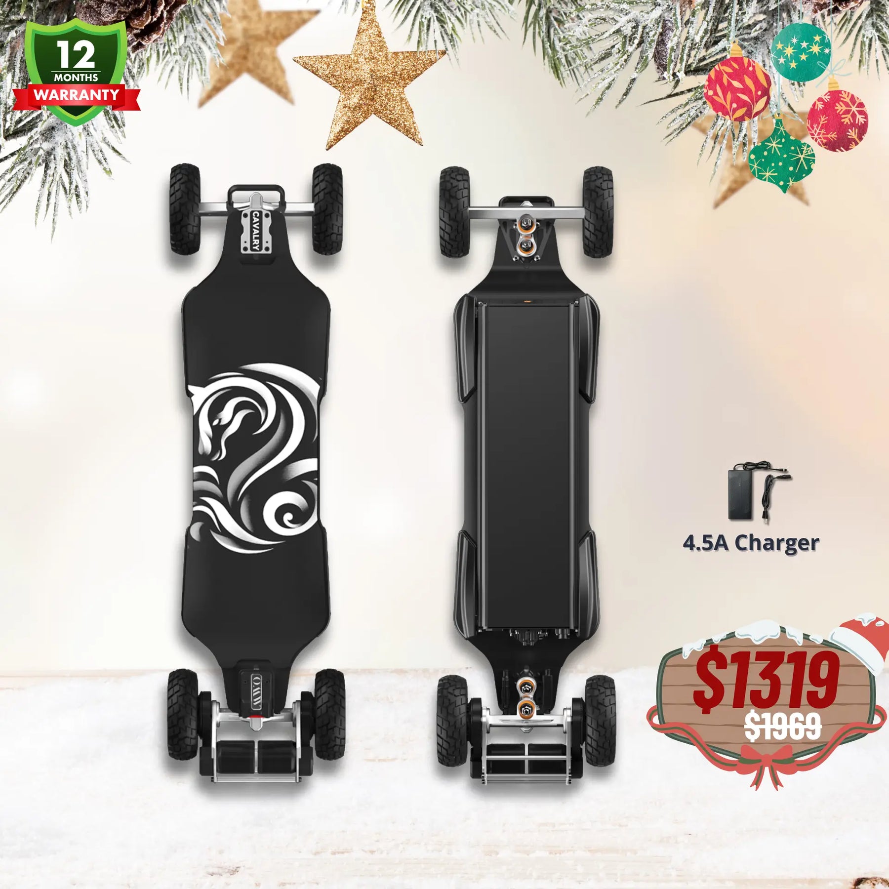 OMW Cavalry Long Range Street/All-Terrain Carbon Electric Skateboards Suitable for Heavy Riders