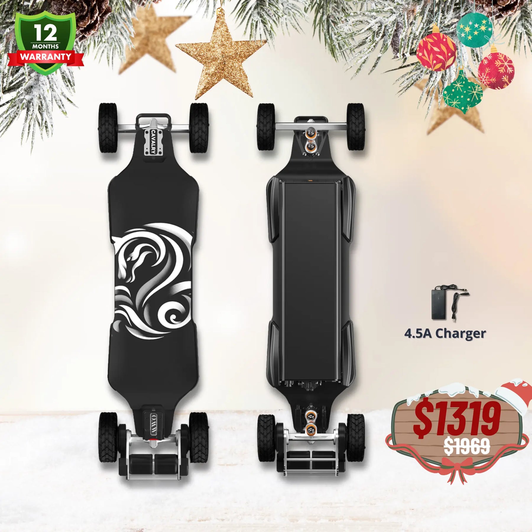 OMW Cavalry Long Range Street/All-Terrain Carbon Electric Skateboards Suitable for Heavy Riders