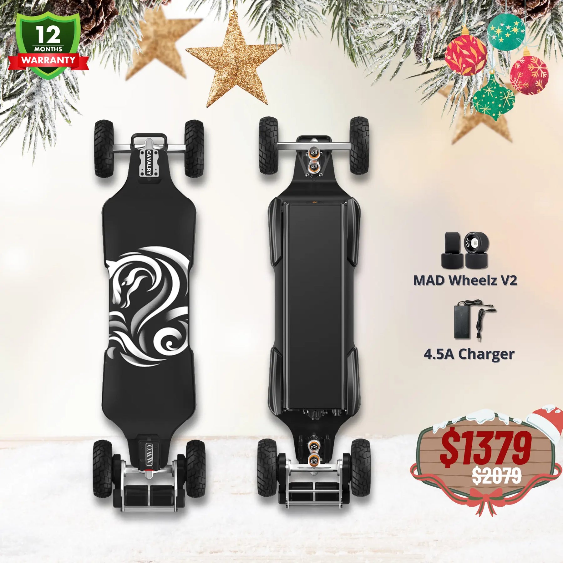 OMW Cavalry Long Range Street/All-Terrain Carbon Electric Skateboards Suitable for Heavy Riders