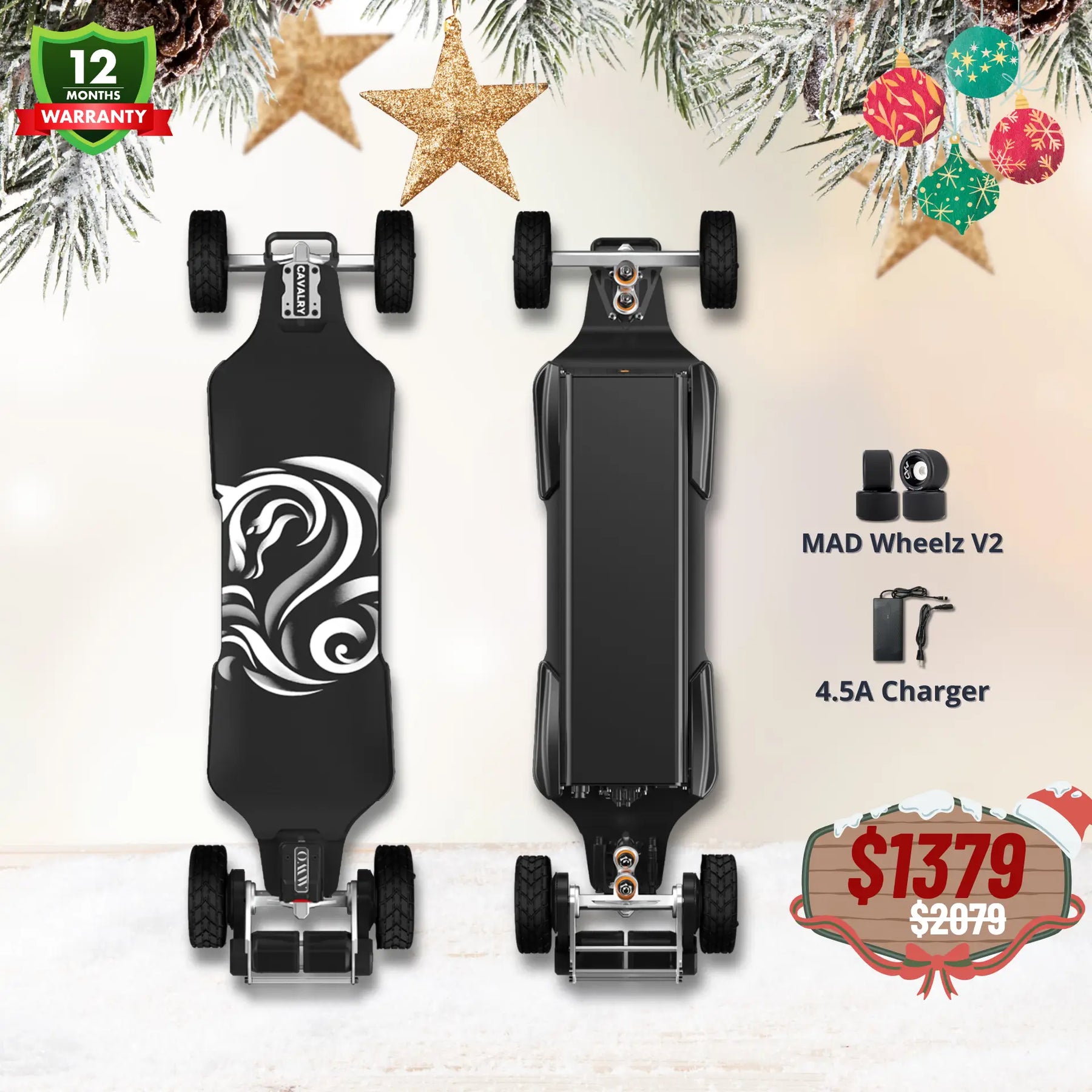 OMW Cavalry Long Range Street/All-Terrain Carbon Electric Skateboards Suitable for Heavy Riders