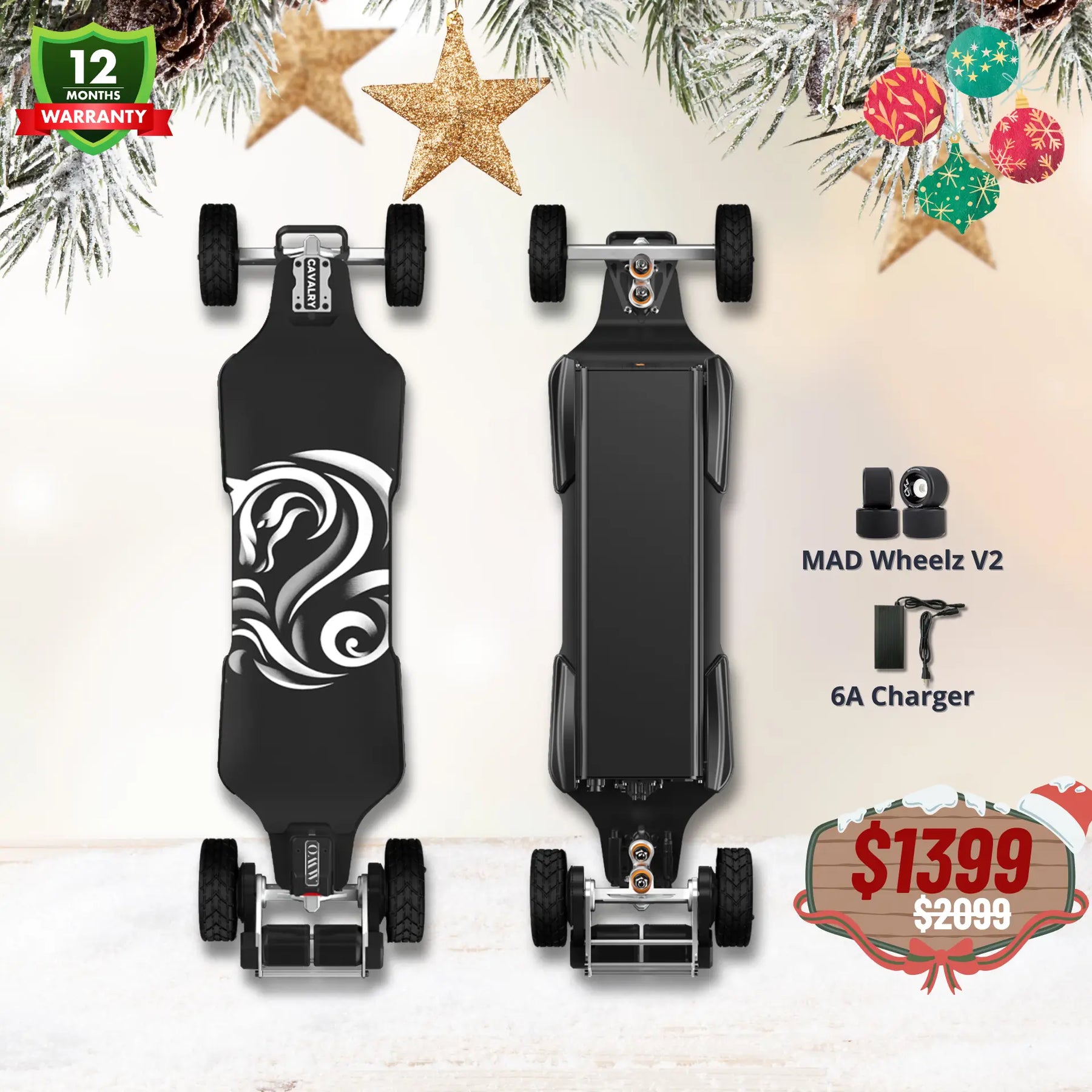 OMW Cavalry Long Range Street/All-Terrain Carbon Electric Skateboards Suitable for Heavy Riders