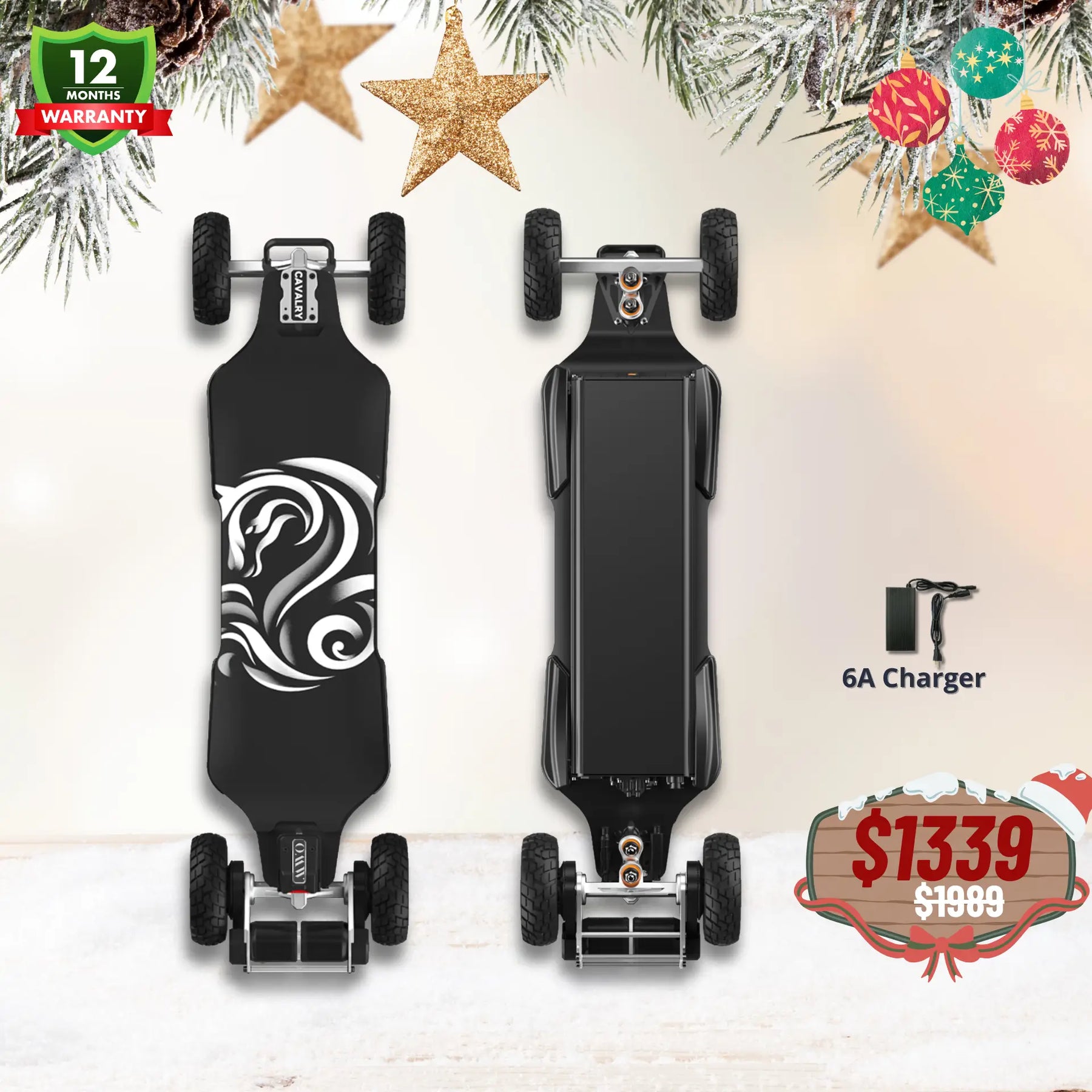 OMW Cavalry Long Range Street/All-Terrain Carbon Electric Skateboards Suitable for Heavy Riders