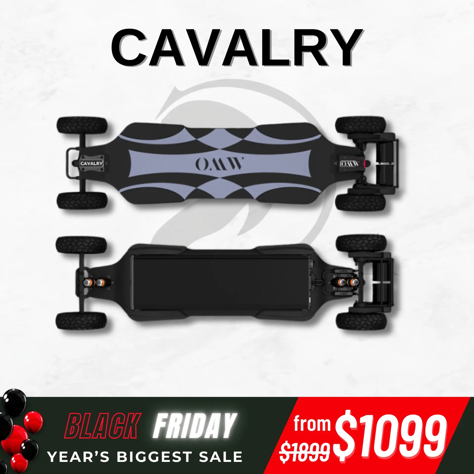 OMW Cavalry Long Range Street/All-Terrain Carbon Electric Skateboards Suitable for Heavy Riders