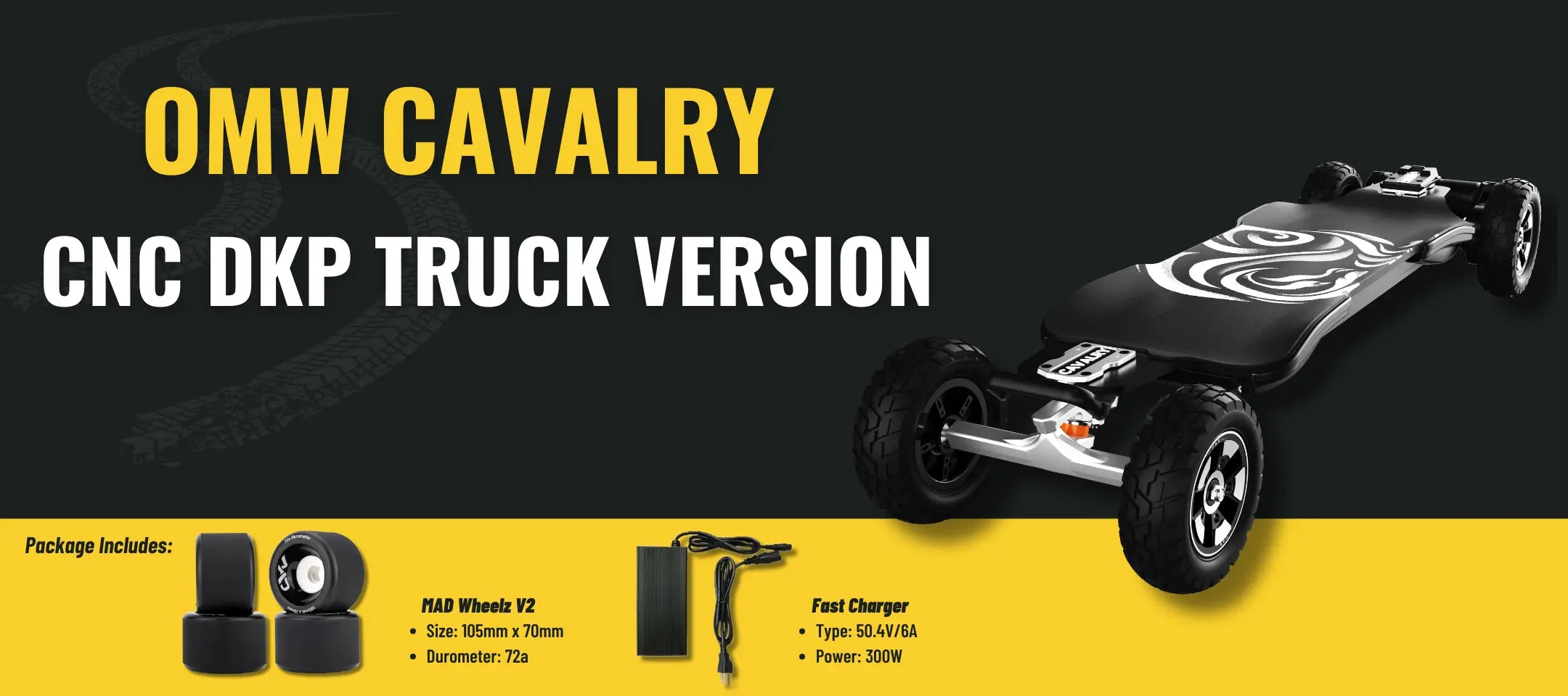 OMW Cavalry Long Range Street/All-Terrain Carbon Electric Skateboards Suitable for Heavy Riders