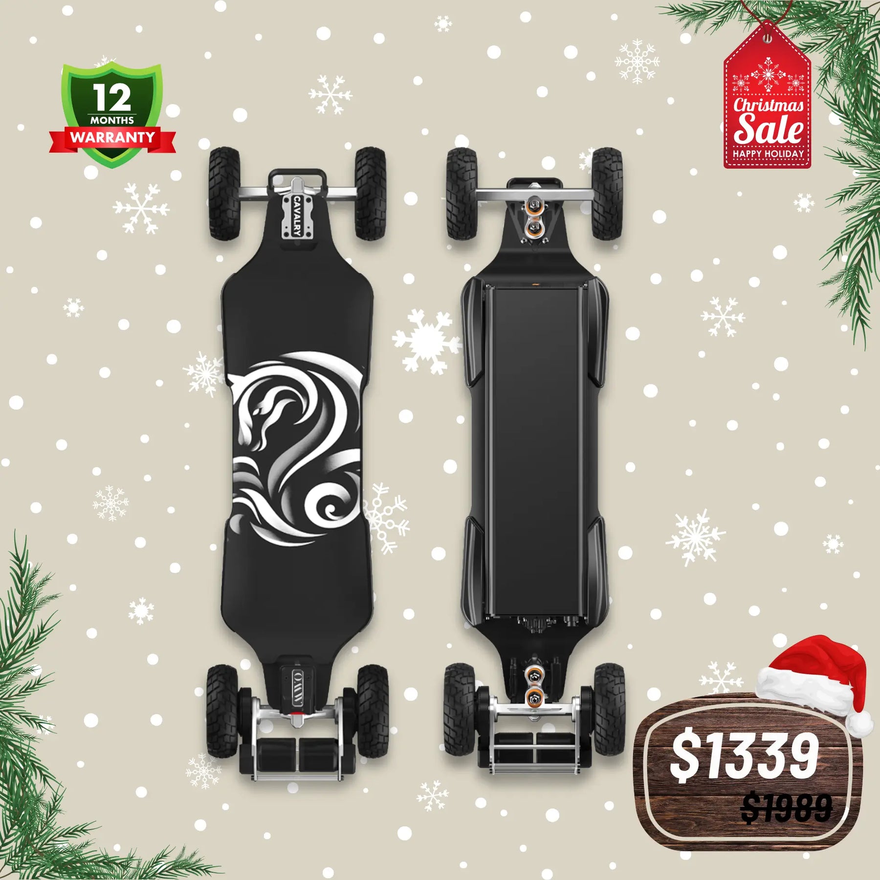 OMW Cavalry Long Range Street/All-Terrain Carbon Electric Skateboards Suitable for Heavy Riders