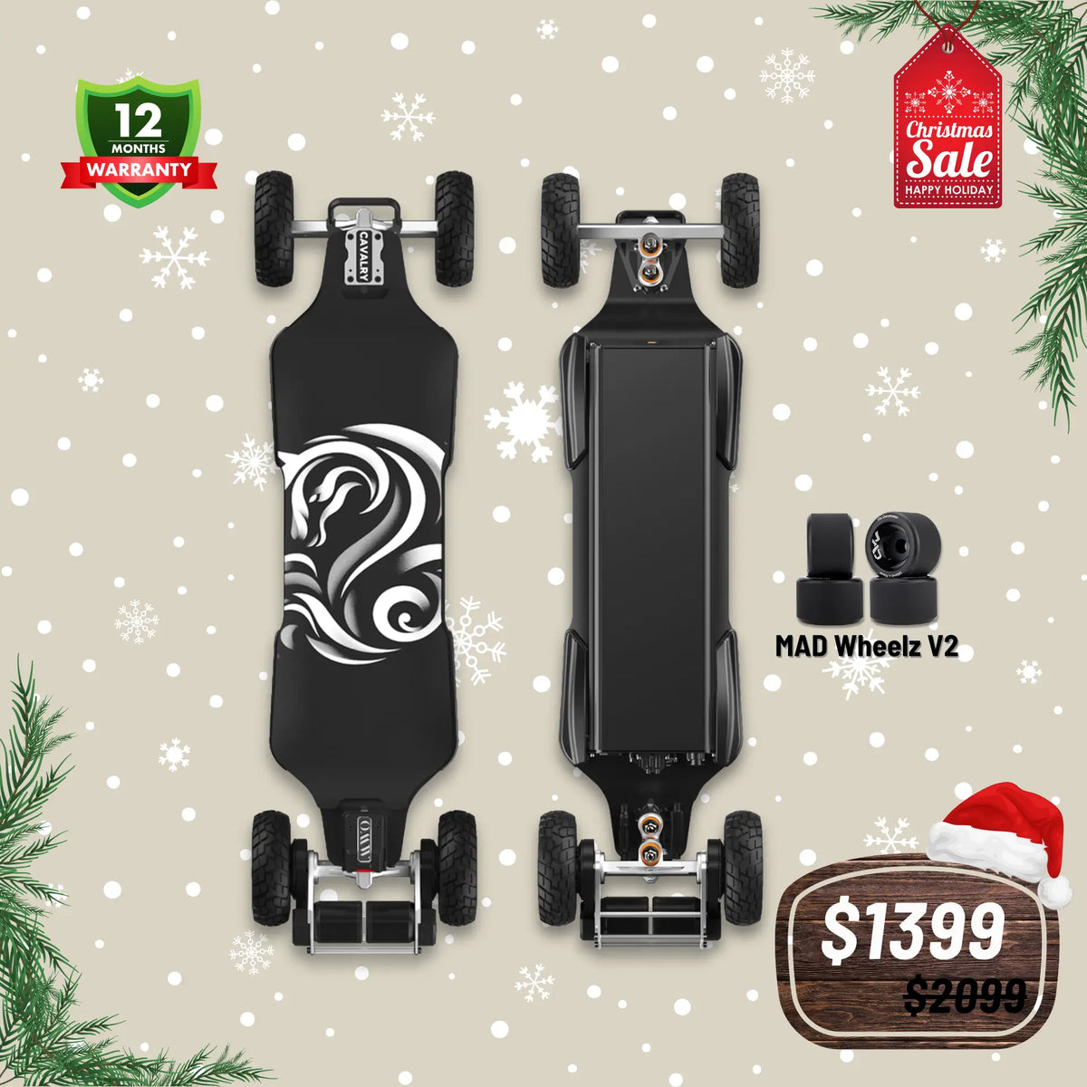 OMW Cavalry Long Range Street/All-Terrain Carbon Electric Skateboards Suitable for Heavy Riders