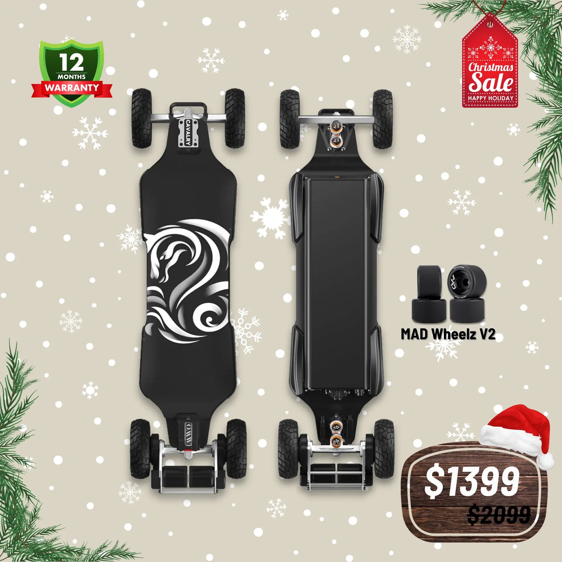 OMW Cavalry Long Range Street/All-Terrain Carbon Electric Skateboards Suitable for Heavy Riders