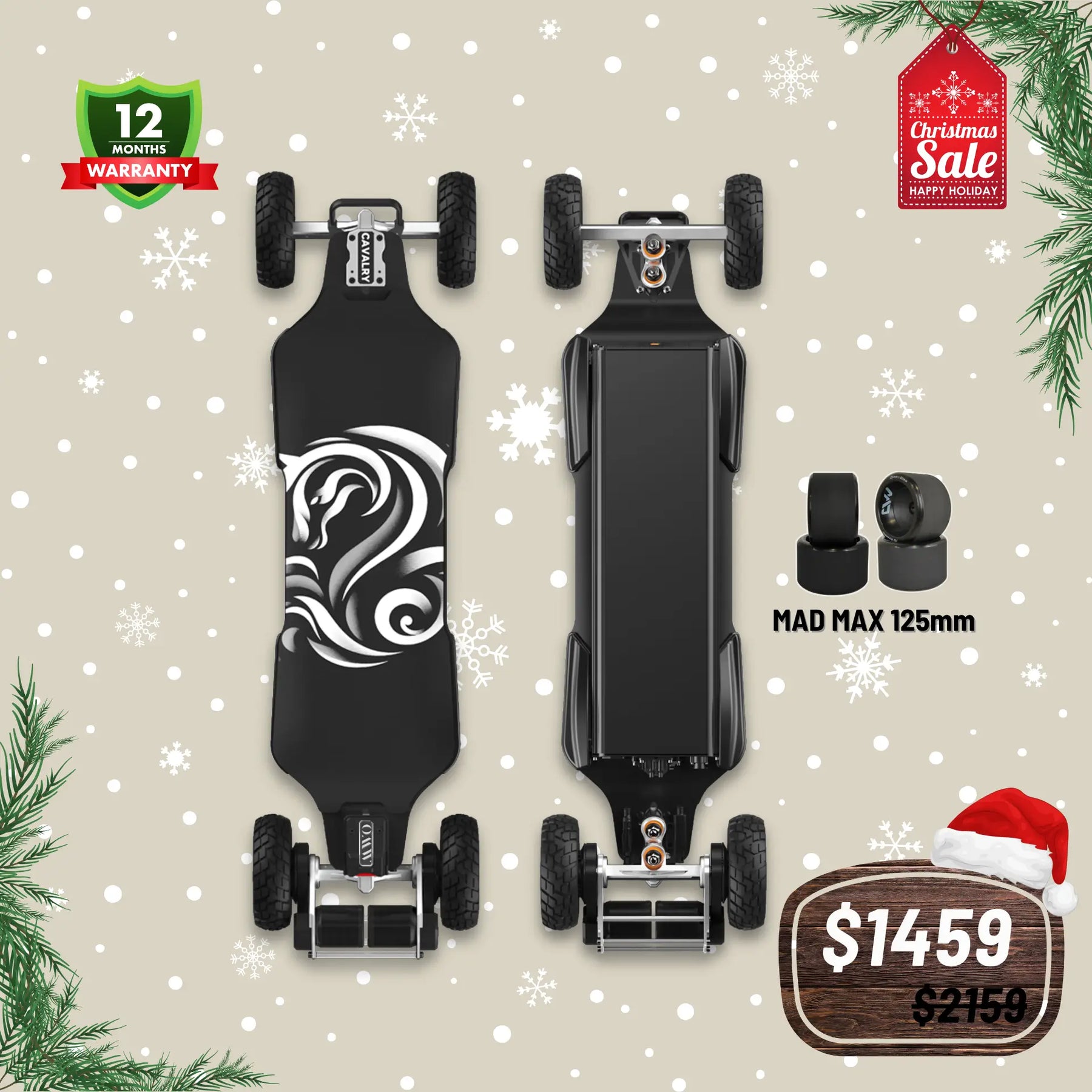OMW Cavalry Long Range Street/All-Terrain Carbon Electric Skateboards Suitable for Heavy Riders