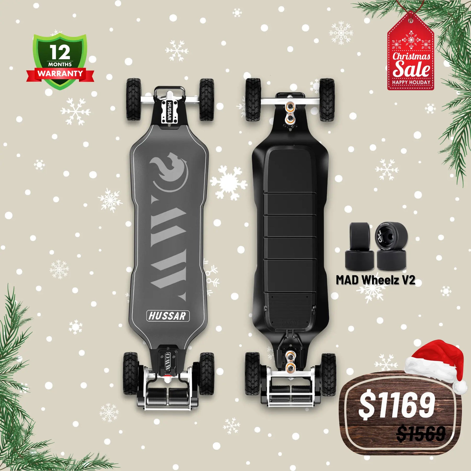 OMW Hussar Street/All-Terrain Carbon Flexible Electric Skateboards Suitable for Beginners