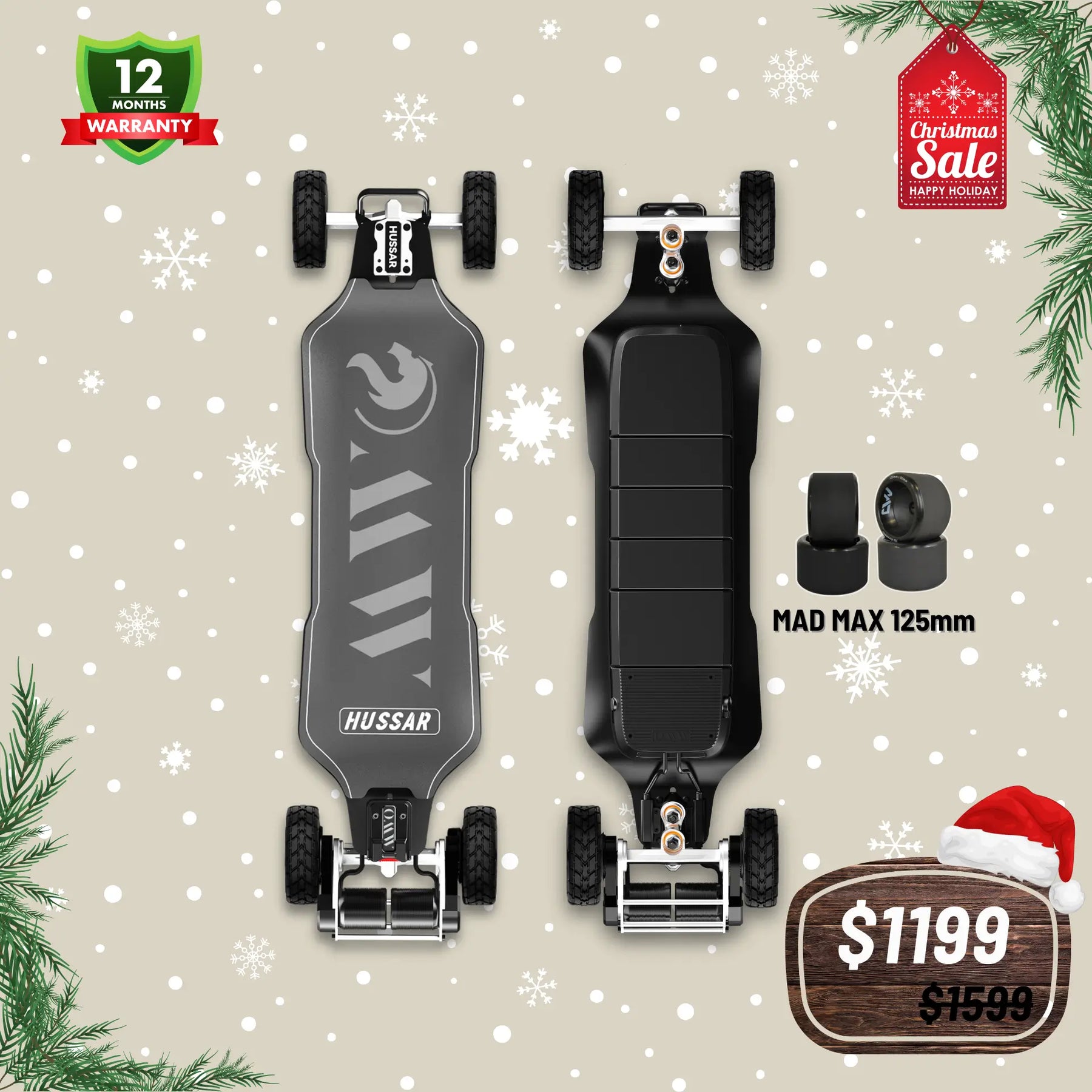 OMW Hussar Street/All-Terrain Carbon Flexible Electric Skateboards Suitable for Beginners