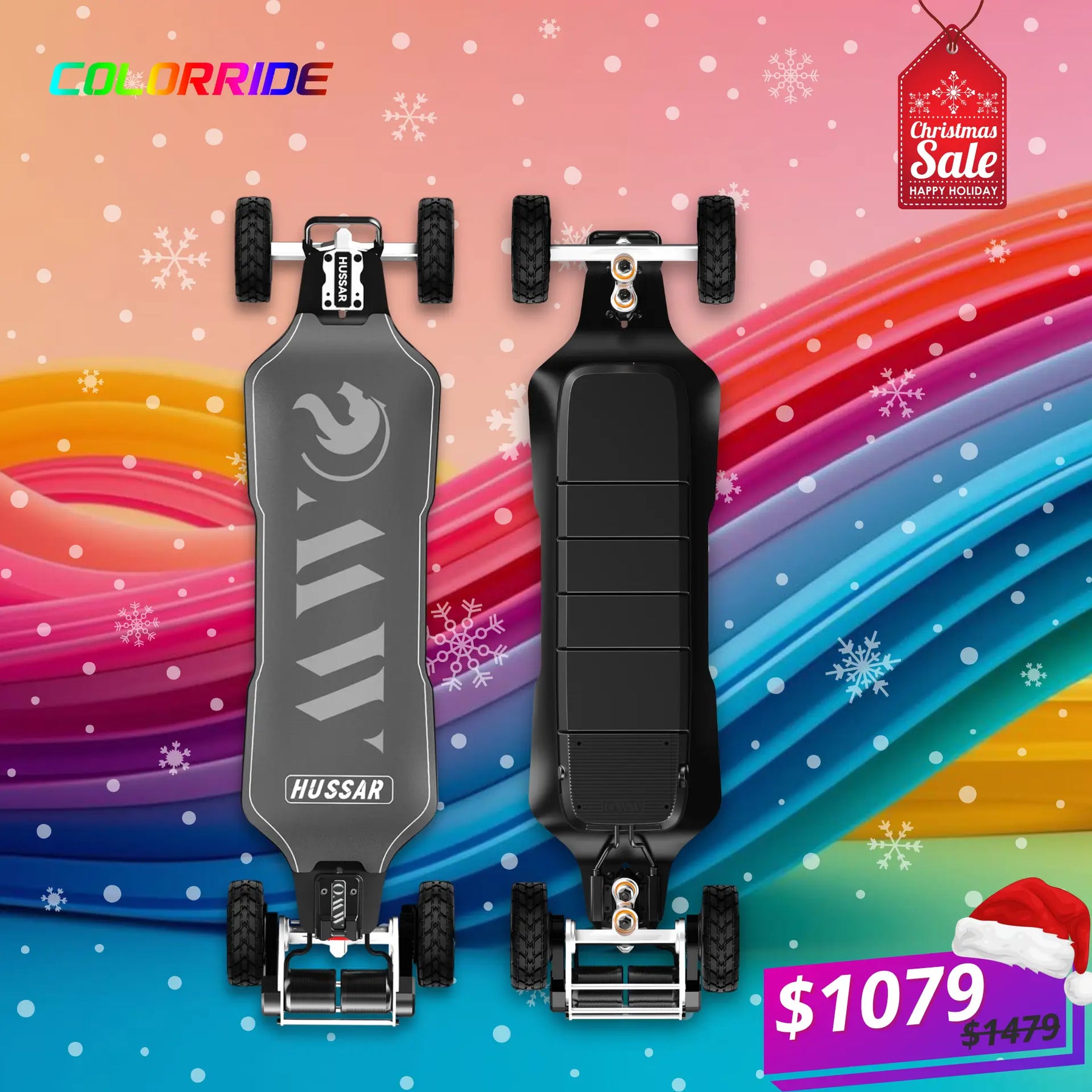 OMW Hussar Street/All-terrain Flexible Electric Skateboards with CNC Colored Trucks