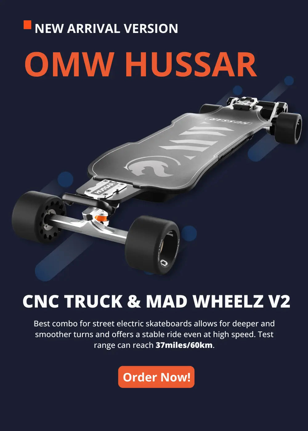 OMW Hussar Street Carbon Flexible Electric Skateboards Suitable for Beginners