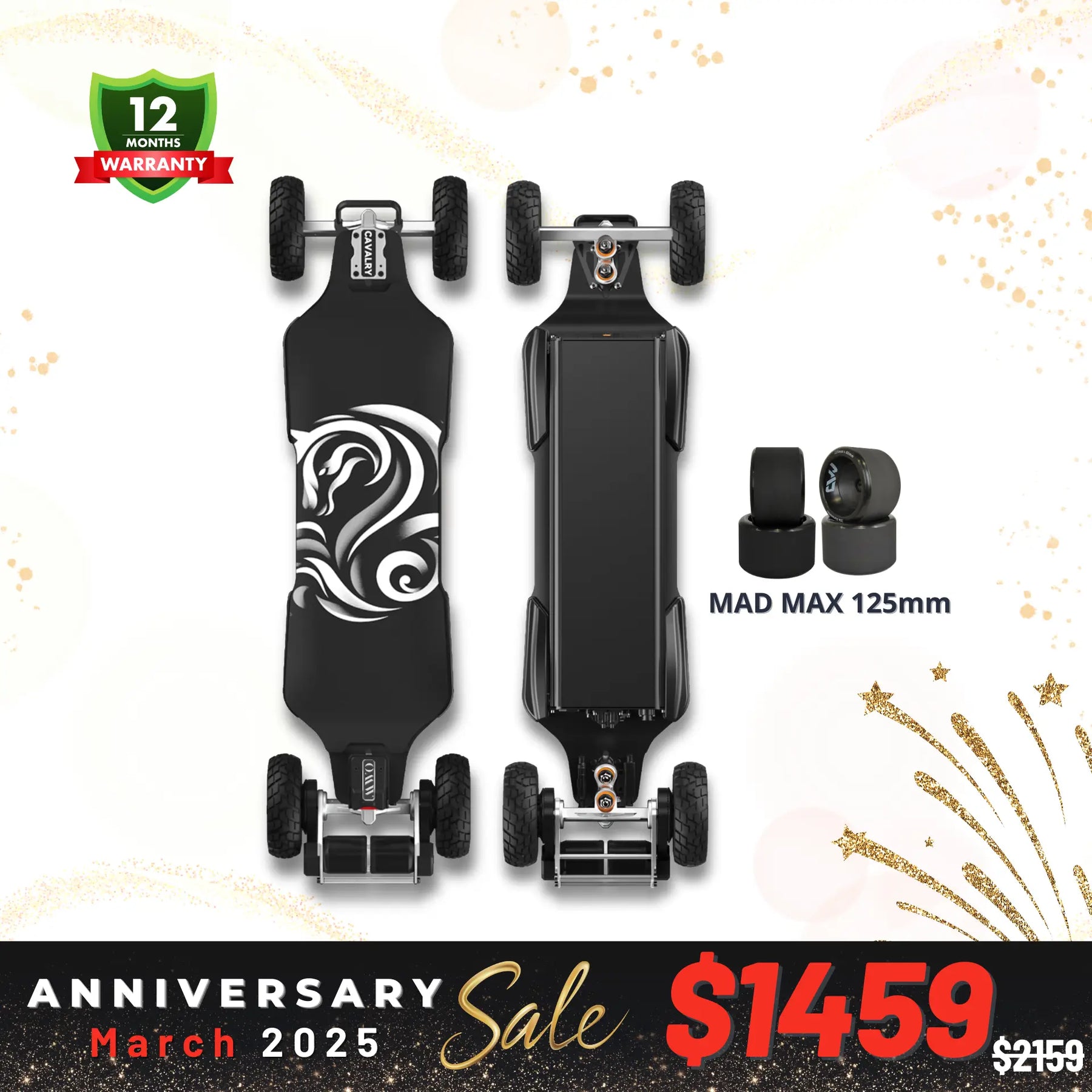 OMW Cavalry Long Range Street/All-Terrain Carbon Electric Skateboards Suitable for Heavy Riders