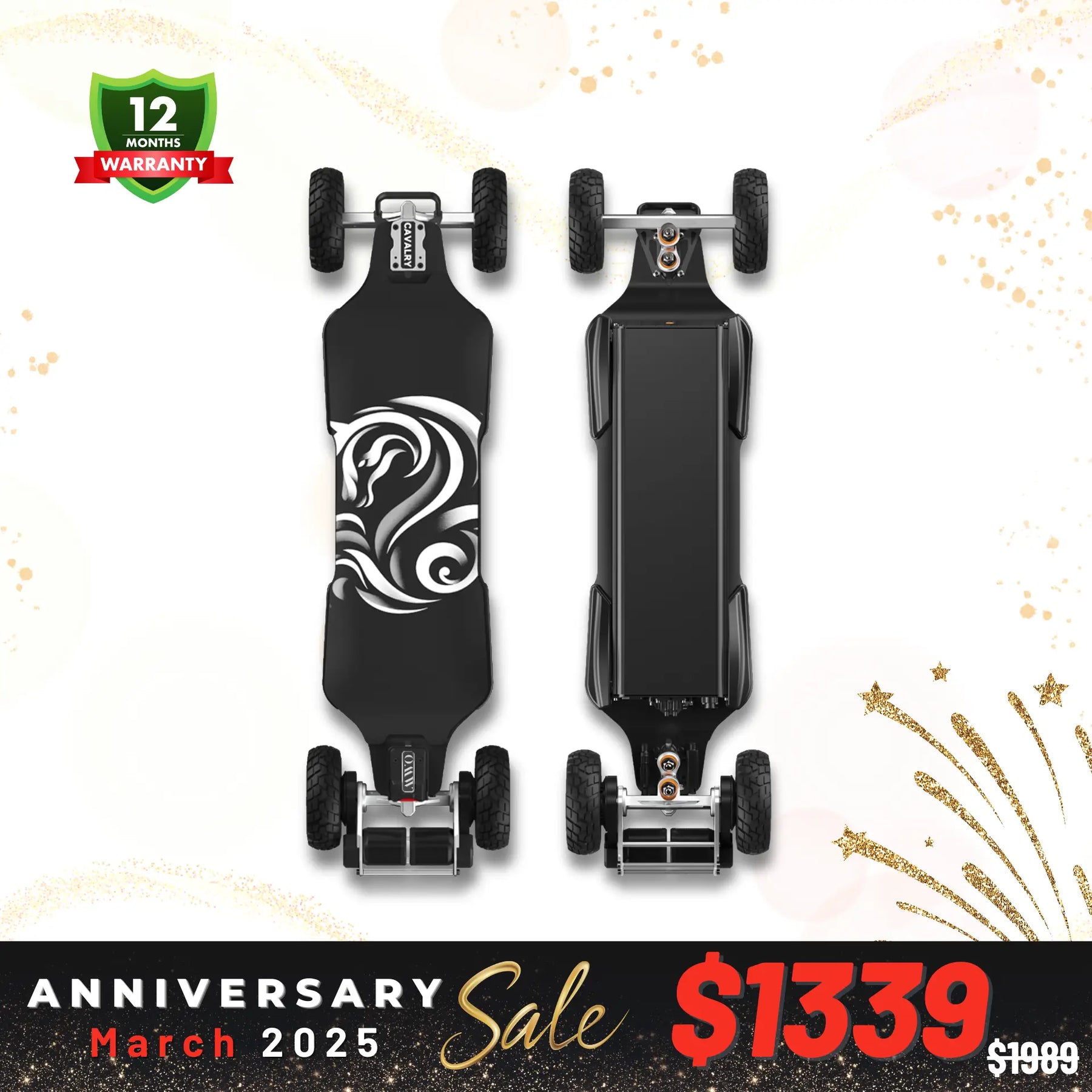 OMW Cavalry Long Range Street/All-Terrain Carbon Electric Skateboards Suitable for Heavy Riders