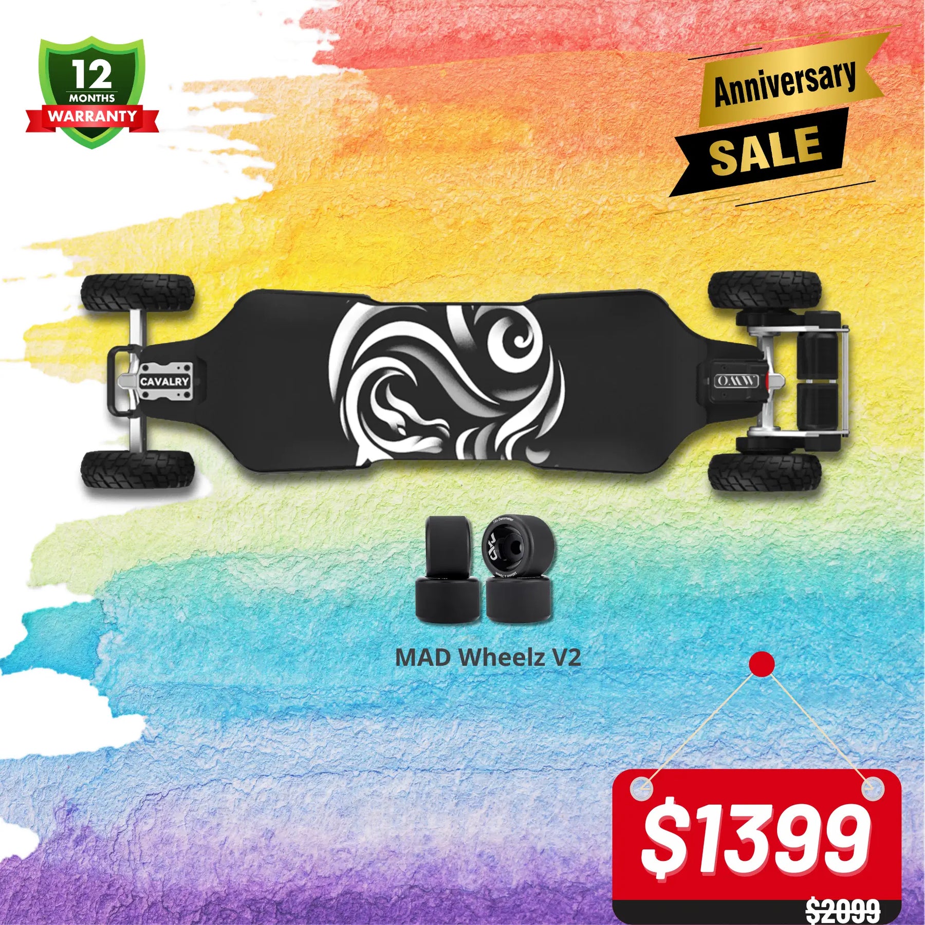 OMW Cavalry Street/All-terrain Electric Skateboards with CNC Colored Trucks