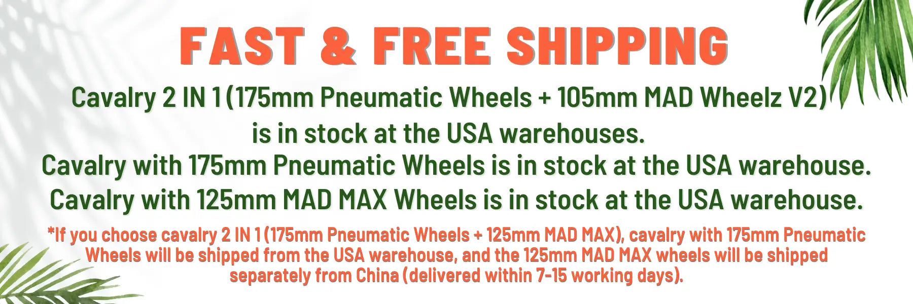 fast and free shipping for cavalry in stock at the USA warehouse