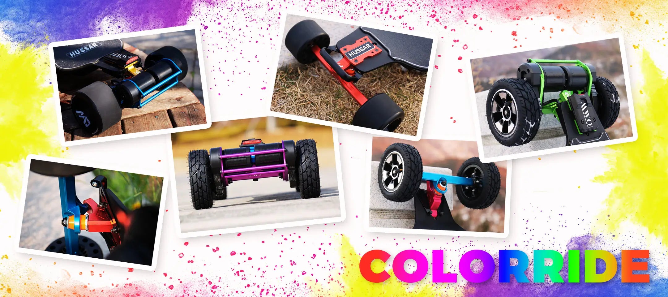 hussar colorride electric skateboards set