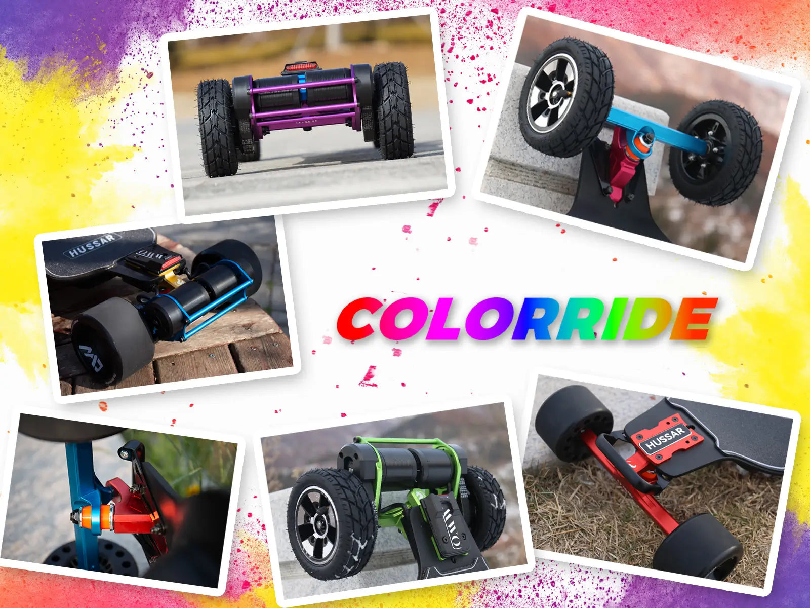 hussar colorride electric skateboards set