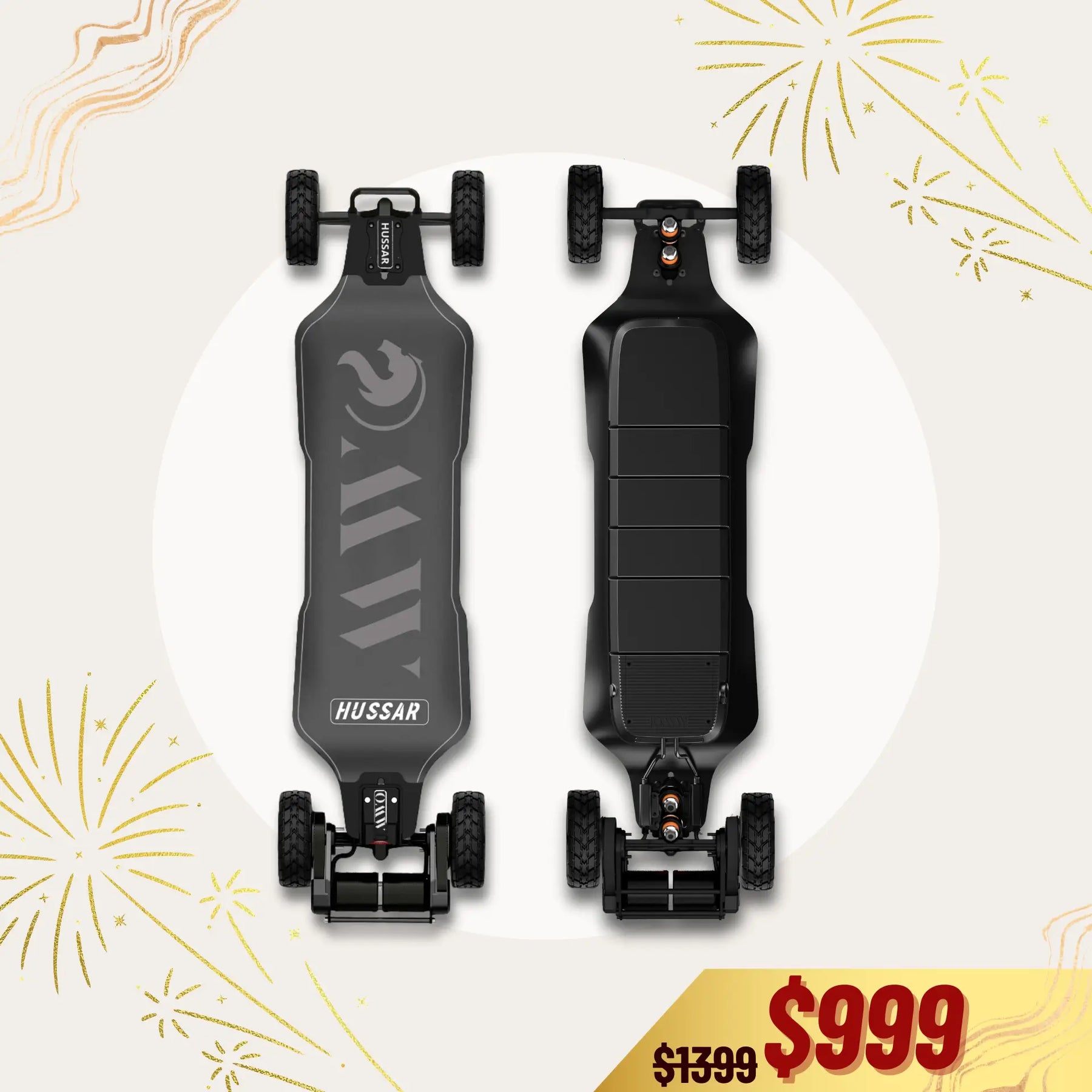 OMW Hussar Street/All-Terrain Carbon Flexible Electric Skateboards Suitable for Beginners